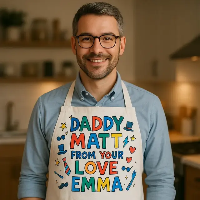 Personalized Dad apron with heart and name